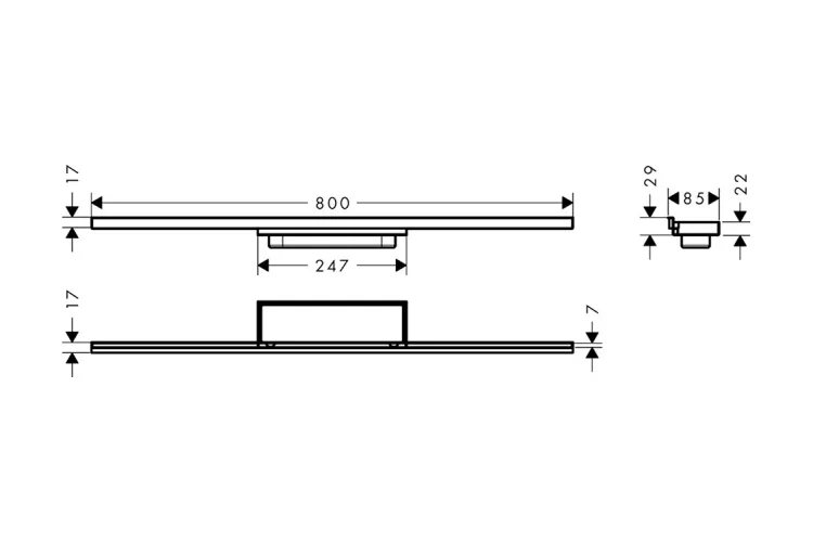 Верхня частина "RainDrain Minimalistic" для душового трапу (пристінна) 800 мм (56220000) зображення 2