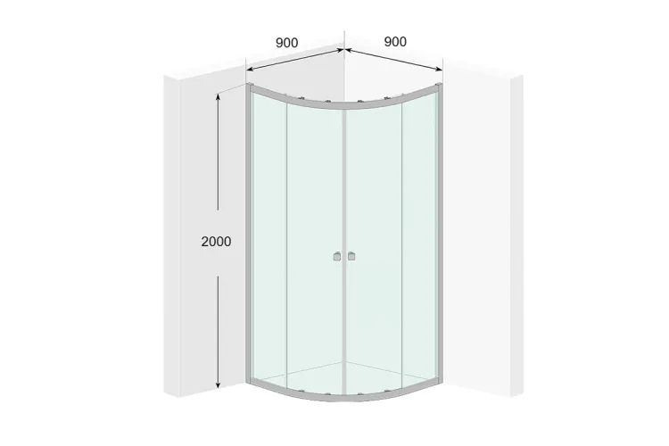 Кабіна душова DYNAMO скло прозоре інтимато захист, двері 900Lх900R, ручка квадратний кноб RAL9005, h2000 image 4