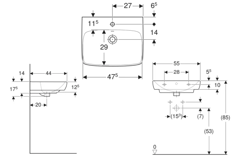 Умивальник SELNOVA SQUARE 55 см (500.290.01.7) зображення 2