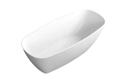 Ванна вільностояча з литого мармуру EUREKA 180х82 Gelcoat біла глянцева з сифоном клік-клак 