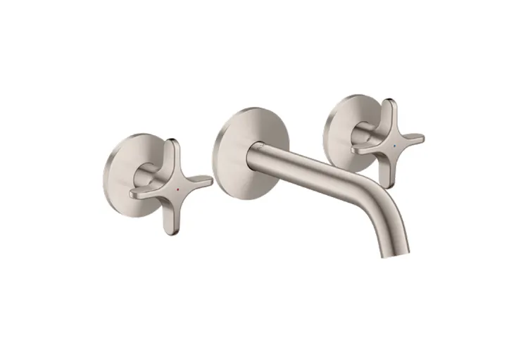 Змішувач AXOR One Cross 160 для умивальника зі стіни на 3 отвори Stainless Steel Optic  48130800 image 1