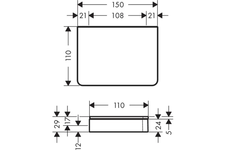 Поличка скляна Axor Universal 150 мм, хром 42840000 image 3