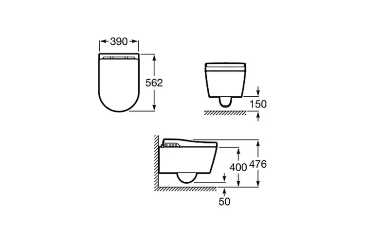 Унітаз/біде підвісний INSPIRA IN-WASH Rimless + сидіння мультиклін + пульт (A803060001) зображення 4