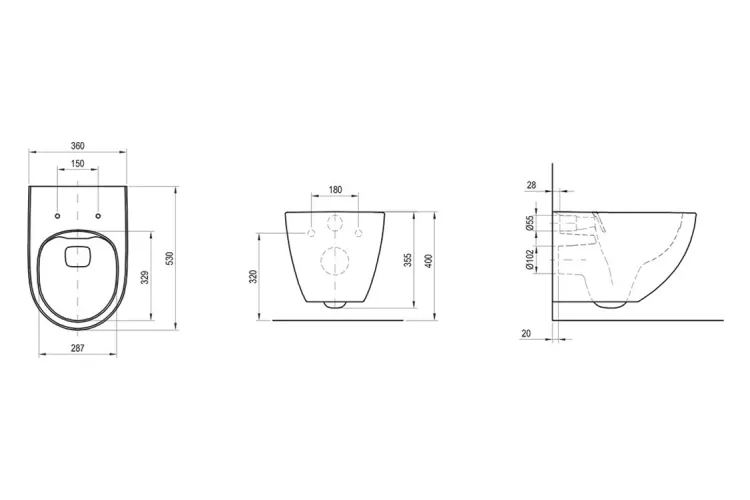 Унітаз підвісний Vita RimOff без сидіння Білий X01866 image 5