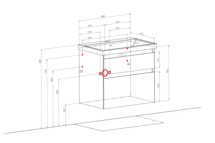 Тумба ЕЛІТ 70 см з умивальником Еліт, білий мат (консольна) зображення 3