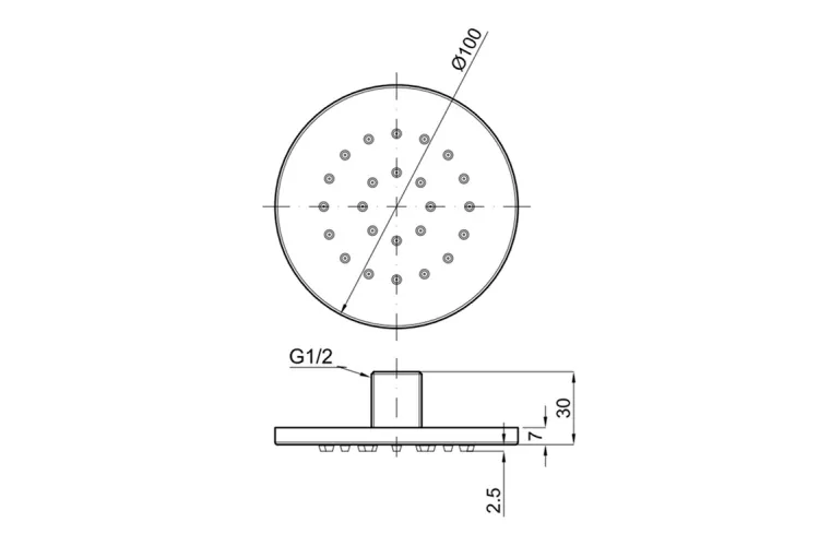 ROUND, бокова форсунка для душа, підключення 1/2", chrome (100115568)  зображення 3