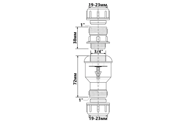 Зворотний клапан 22х22 мм CONVALVE зображення 2