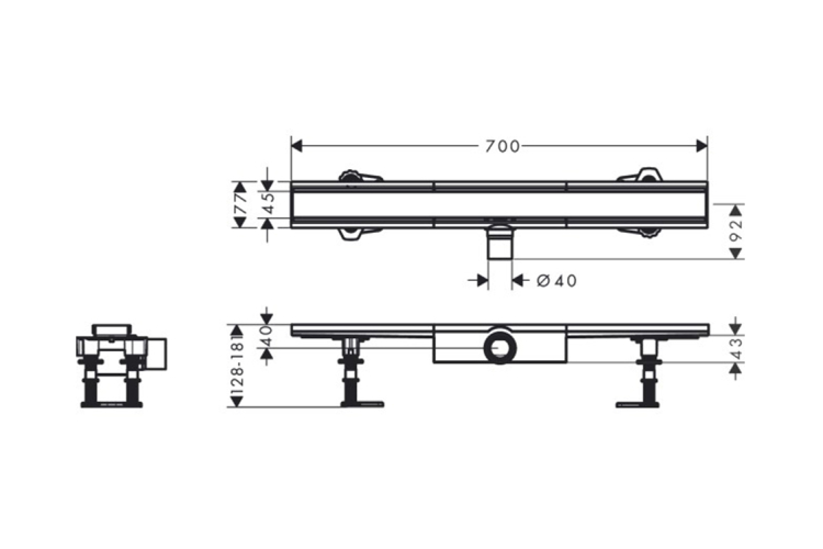 Трап для душу "RainDrain Compact Flat" 700 мм, Brushed Stainless Steel (56164800) зображення 4