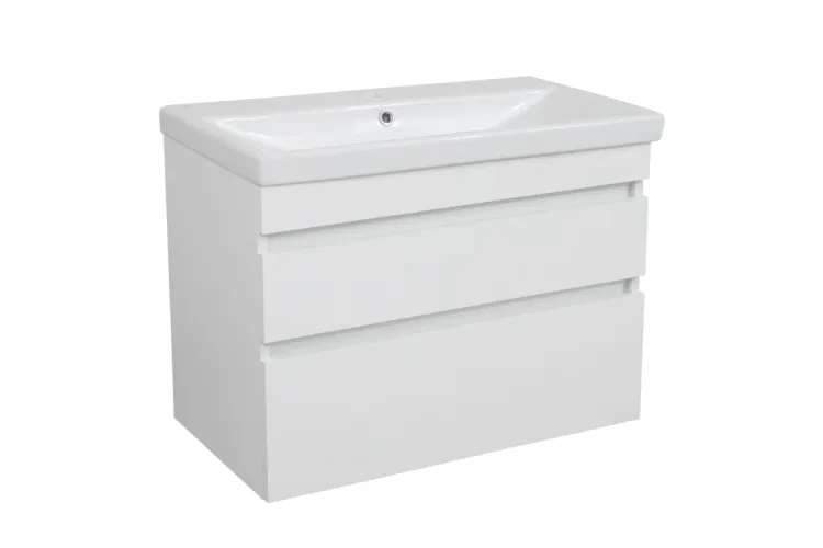 Тумба ВІНТАЖ 80 см з умивальником Elite, білий глянець image 1