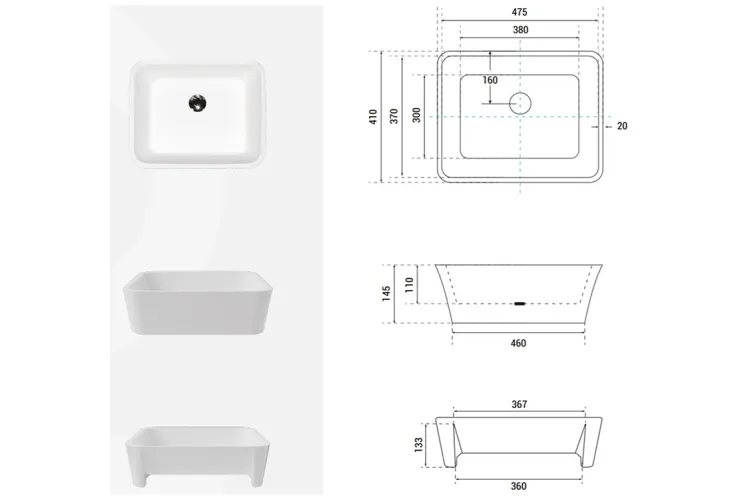 Умивальник на стільницю ASSOS GLAM 40x50x15 графіт  image 2