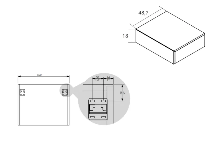 Тумба VERTICE підвісна Roble Cobre S, 60х18х48.7 (700034626) image 2
