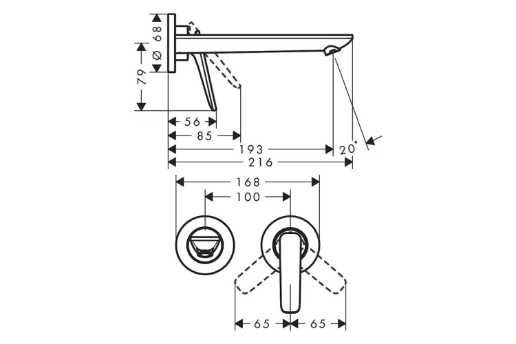 Змішувач Axor Citterio C 195 Cubic cut для умивальника зі стіни, Polished Red Gold (49111300) зображення 2