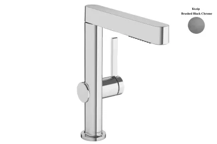 Змішувач Finoris 230 для умивальника з поворотним висувним носиком 2JET і донним клапаном push-open, Brushed Black Chrome (76063340)