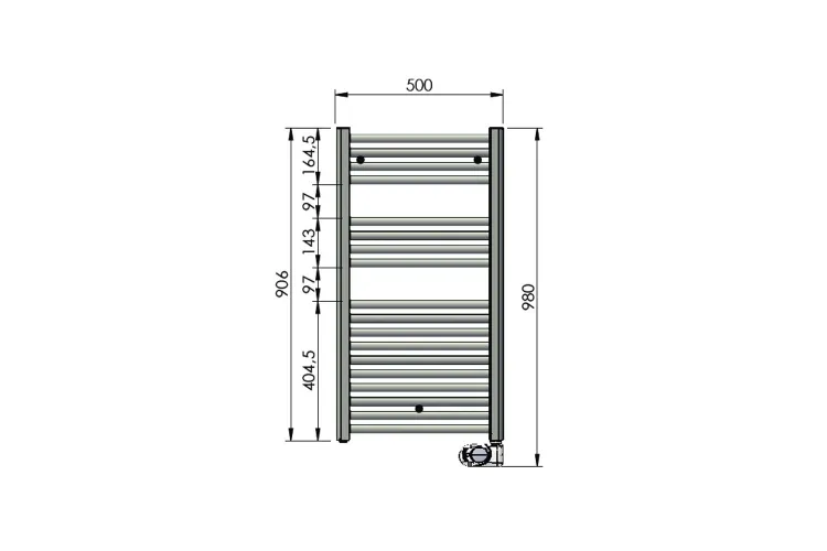 Рушникосушка електрична AURA 906x500 сталь RAL9005 Jet Black matt (PBEBZ-090-50/MQ) image 6