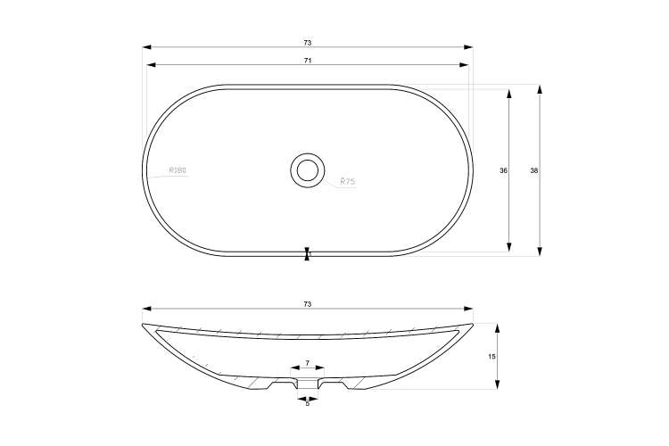 Умивальник на стільницю Piato 73 кераміка (145041) image 4