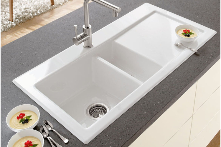 SUBWAY 60 Кухонна мийка 100х51 см на дві чаші ліворуч без отвору під змішувач (677001R1) White Alpine CeramicPlus зображення 3