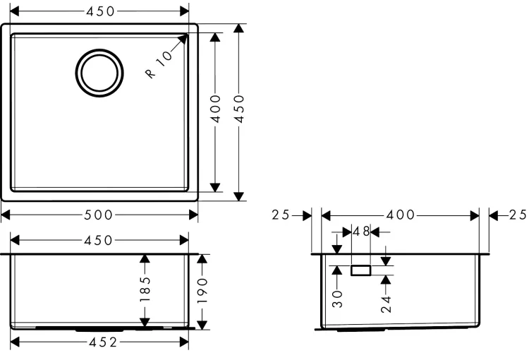 Кухонна мийка S719-U450 під стільницю 500х450 сталь (43426800) Stainless Steel image 3