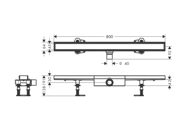 Трап для душу "RainDrain Compact Flat" 800 мм під плитку (56167000) image 4