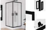 Душова кабіна квадратна SUVIA BLACK 2D 80x80х190 скло satin ACTIVE SHIELD 5мм