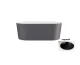 Ванна вільностояча LOVA 160х74 gun metal matt з сифоном клік-клак чорний матовий верхня очистка (зсередини біла глянцева)