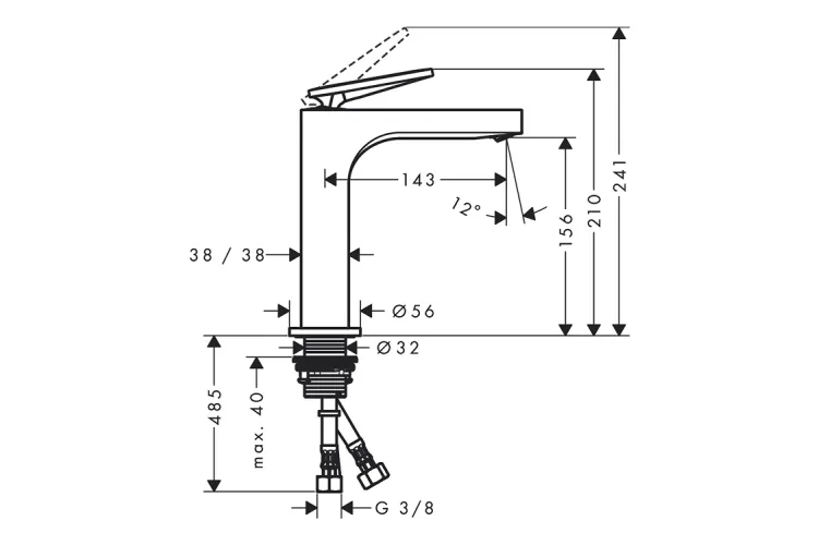 Змішувач Axor Citterio 160 Lever rhombic cut для умивальника з донним клапаном, Polished Black Chrome 39081330 image 2