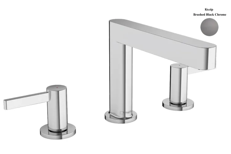 Змішувач Finoris 160 для умивальника на 3 отвори з д/к push-open, Brushed Black Chrome (76034340) зображення 1