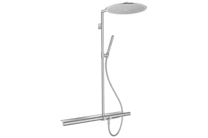 Душова система AXOR Showerpipe з термостатом 800 і верхнім душем 350 1jet, Brushed Nickel (27984820)