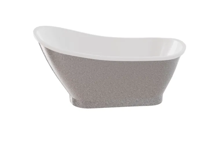 Ванна GLORIA GLAM срібна 160х68 з сифоном клік-клак хром image 1