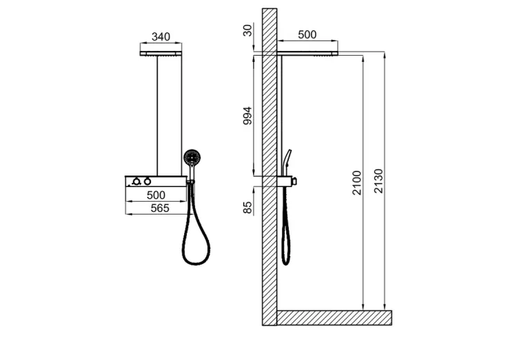 LOUNGE, Душова система з термостатом, matt black (100333773)  image 5