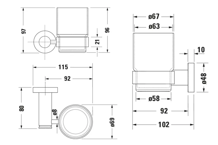 Стакан підвісний правобічний Chrome, скло White Matt D-CODE (0099201000) зображення 6