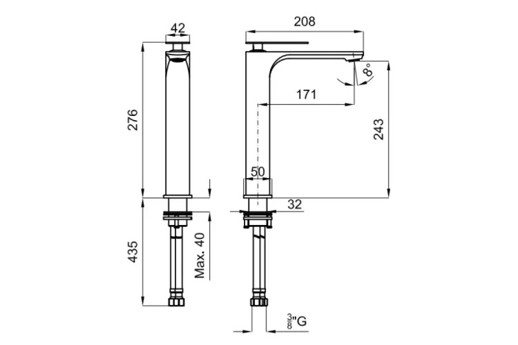 IBIZA, Змішувач для умивальника Н276мм, brushed copper (100374106) зображення 2