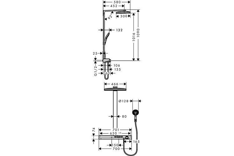Душова система Rainmaker Select Showerpipe 460 3jet з термостатом, біла/хромована (27106400) image 4