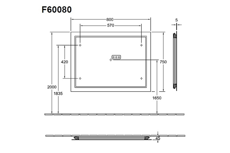 FINION Дзеркало 800х750х45, 1-LED підсвітка (F6008000) image 4
