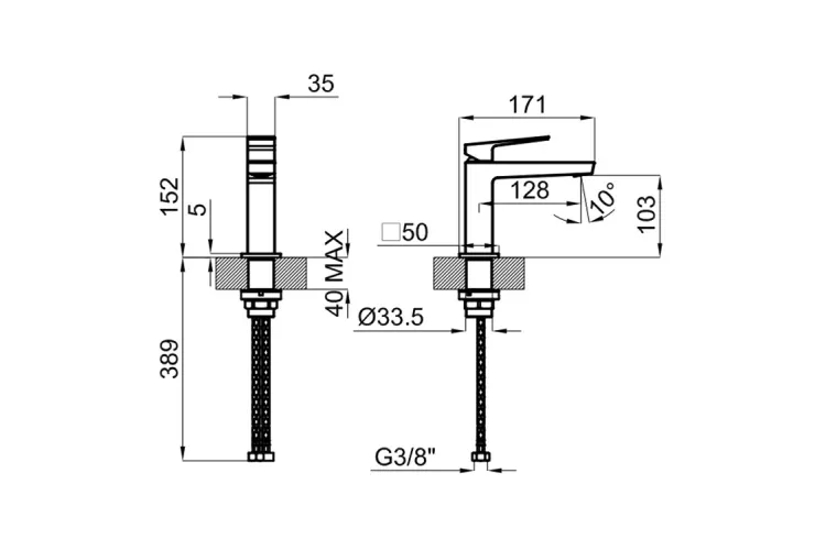 SQUARE, Змішувач для умивальника без автоматичного клапана зливу, brushed titanium (100281859) image 5