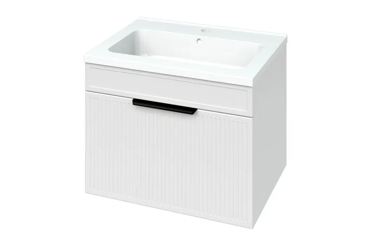 Тумба АДЕЛЬ біла з умивальником РОДЕО 60 підвісна (ручка чорна) зображення 1