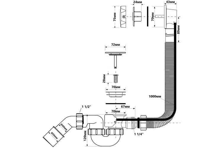 Сифон для ванни автомат HC31M-S2-1M зображення 2