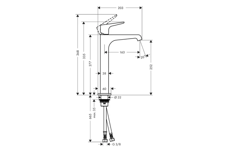 Змішувач Axor Citterio E 250 Lever для умивальника, Brushed Black Chrome 36113340 зображення 2