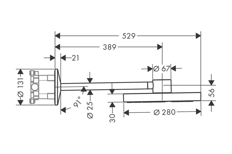 Верхній душ Axor One 280 2jet зі стіновим кронштейном, Stainless Steel Optic (48492800) зображення 2