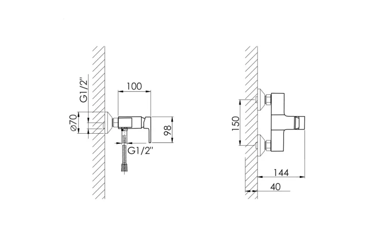 WAWEL 010 Змішувач для ванни (з душовим гарнітуром), Chrome image 5