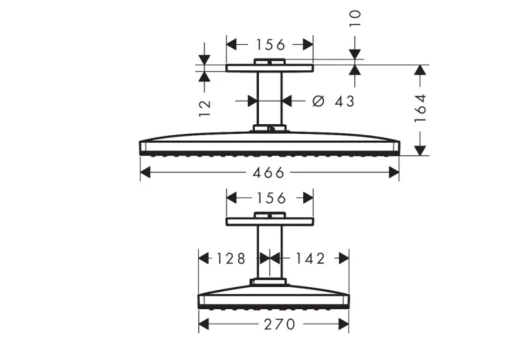 Верхній душ Axor 460х300 1jet з тримачем до стелі, Brushed Black Chrome (35277340) зображення 2