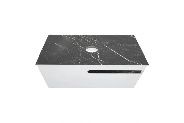 Тумба ОСТІН зі стіл. керамограніт Namibia Black 80 см (конс.) , білий мат, без умивал. image 4