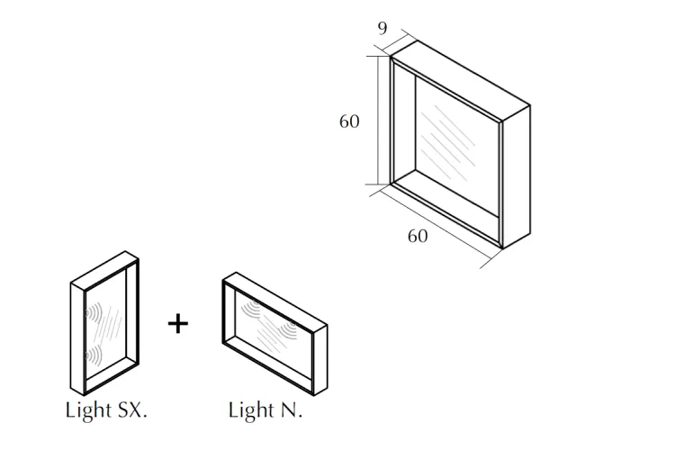 Дзеркало з підсвіткою SX+N, 60x60x9 (700019742) image 2