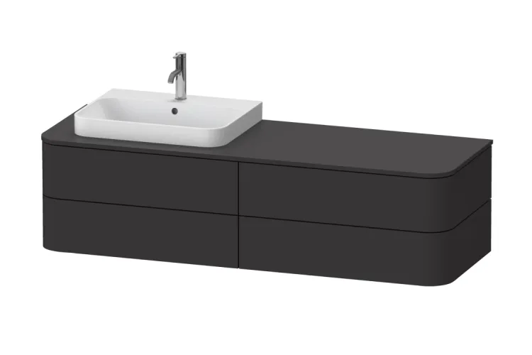 HAPPY D.2 Plus Консольна тумба на 4 шухляди 160х55 см Graphite Super Matt (HP4973L8080) зображення 1