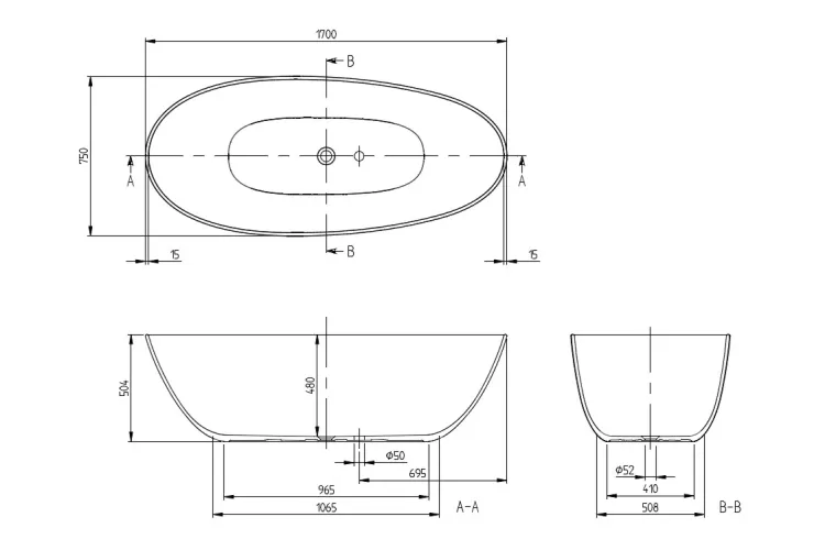 ANTAO Ванна окремостояча асиметрична 170x75, White Alpin, SilentFlow (UBQ170TAO7TV-01) image 5