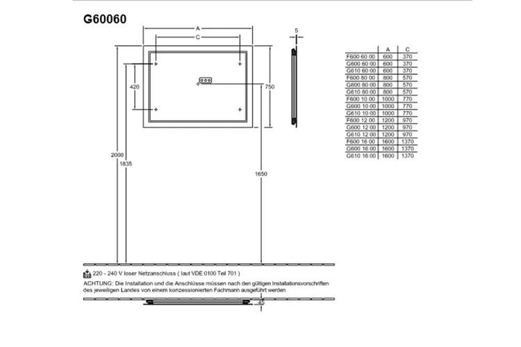 FINION Дзеркало 600х750х45, LED підсвітка (G6006000) зображення 5