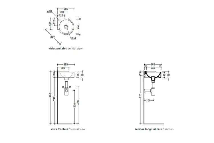 MINI TWIN 30 Підвісний кутовий умивальник D28,5 Bianco (5060) зображення 3