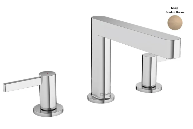 Змішувач Finoris 160 для умивальника на 3 отвори з д/к push-open, Brushed Bronze (76034140) зображення 1