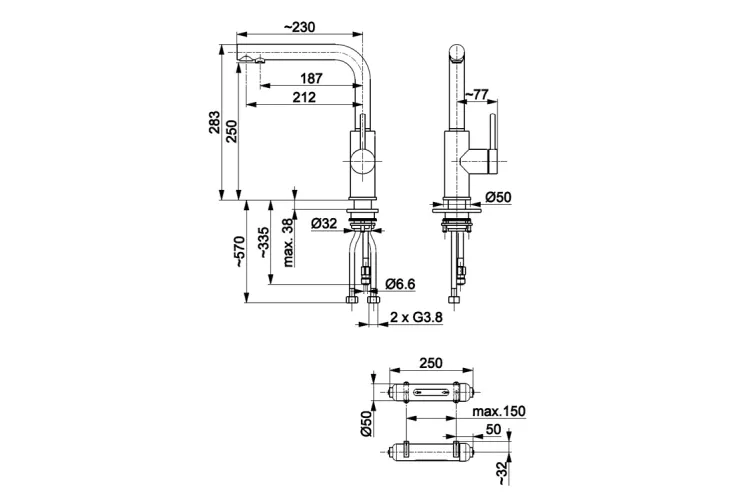 Змішувач для мийки з фільтрацією води DUERO PURE BASIC black 6623-912-81 image 2
