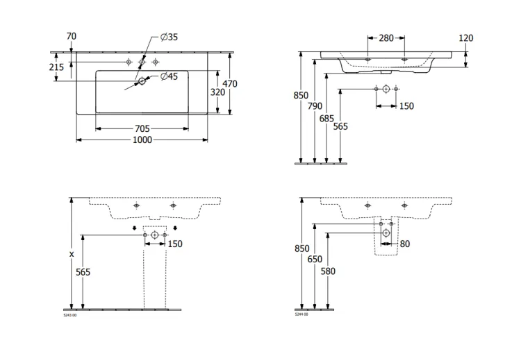 SUBWAY 3.0 Умивальник 100x47 см з переливом (4A70A5R1) CeramicPlus зображення 4