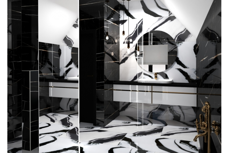 Чорно-біла ванна кімната PANDA від ECOCERAMIC. Фото 7